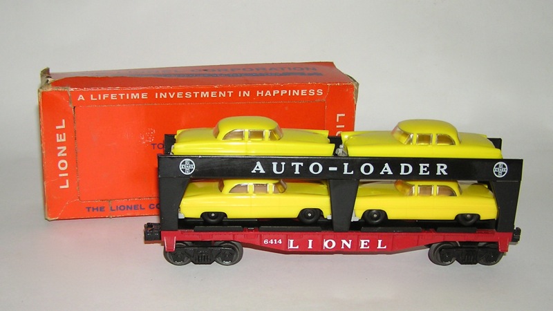 Lionel PW 6414 Evans Auto Loader With 2 Green Cars-2 Red Cars.RARE  Original b