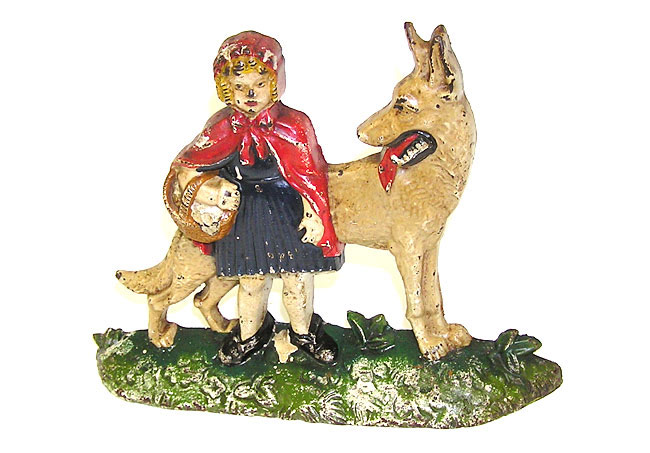 Nuydea Little Red Riding Hood Cast Iron Doorstop - RARE