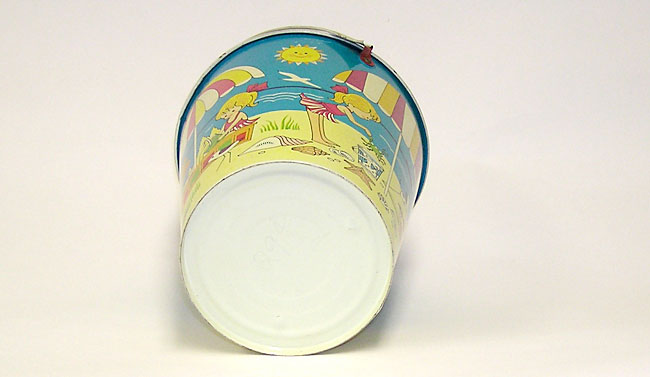 Vintage J. Chein Tin Sand Pail Beach Scene - Mint