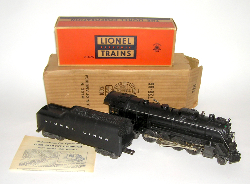 Lionel No. 726RR Steam Engine w /2046W Tender + Boxes