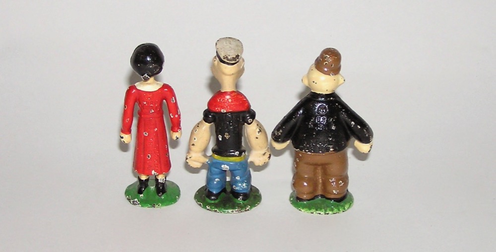 Hubley Cast Iron POPEYE WIMPY & OLIVE OIL Figures Set