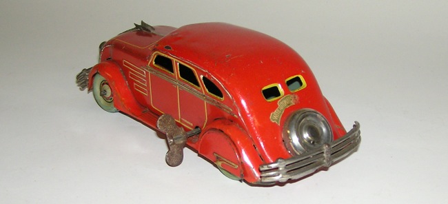 Rare Kosuge Tin Clockwork 1934 CHRYSLER AIRFLOW Japan Prewar