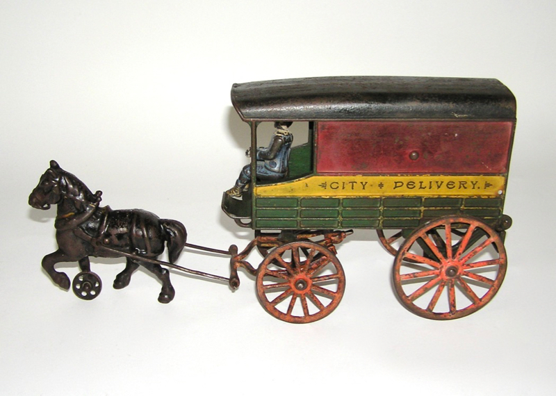 Scarce Harris Cast Iron "City Delivery" Horse Drawn Wagon