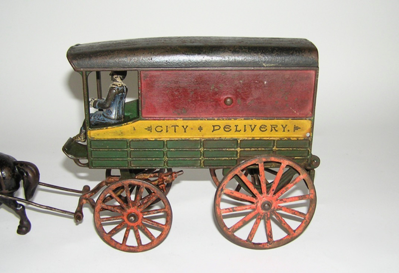 Scarce Harris Cast Iron "City Delivery" Horse Drawn Wagon