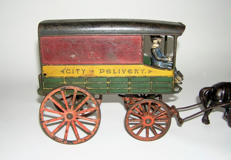 Scarce Harris Cast Iron "City Delivery" Horse Drawn Wagon
