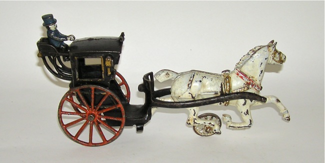 Rare Dent Hansom Cab Horse Drawn Cast Iron Antique Toy (DAKOTApaul)