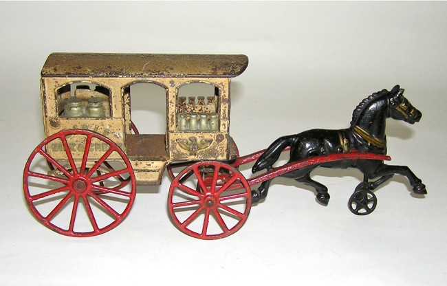 Hubley Eagle Milk Delivery Cast Iron Horse Drawn Wagon NO RESERVE ...