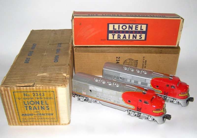 Lionel Postwar 2343 Santa Fe F3 Diesels AA Units 1950 OB Master Carton