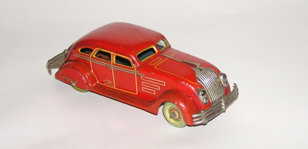 Rare Kosuge Tin Clockwork 1934 CHRYSLER AIRFLOW Japan Prewar